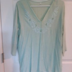 3/4 SLEEVE AQUA BLOUSE